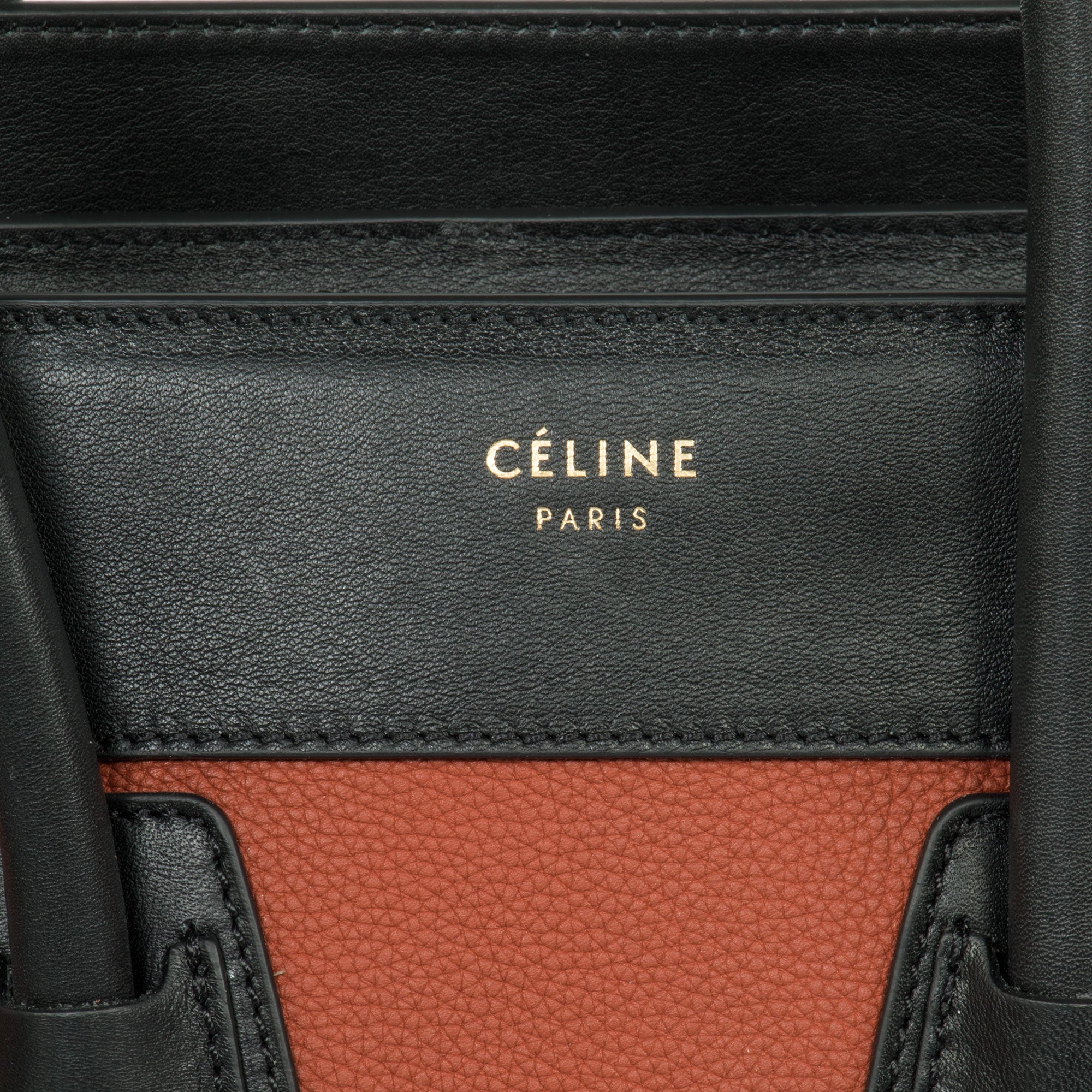 Celine Micro Luggage Leather Bag | Tri-Color Black w/ Gold Hardware