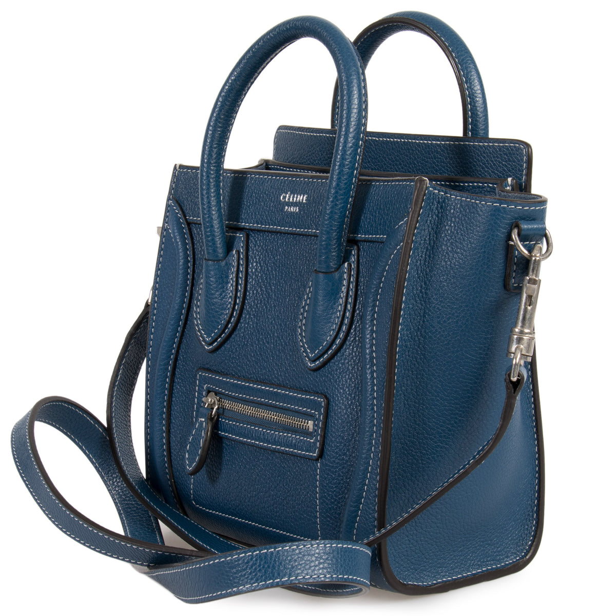 Celine Nano Luggage Navy Calfskin Leather Bag Foxy Luxury