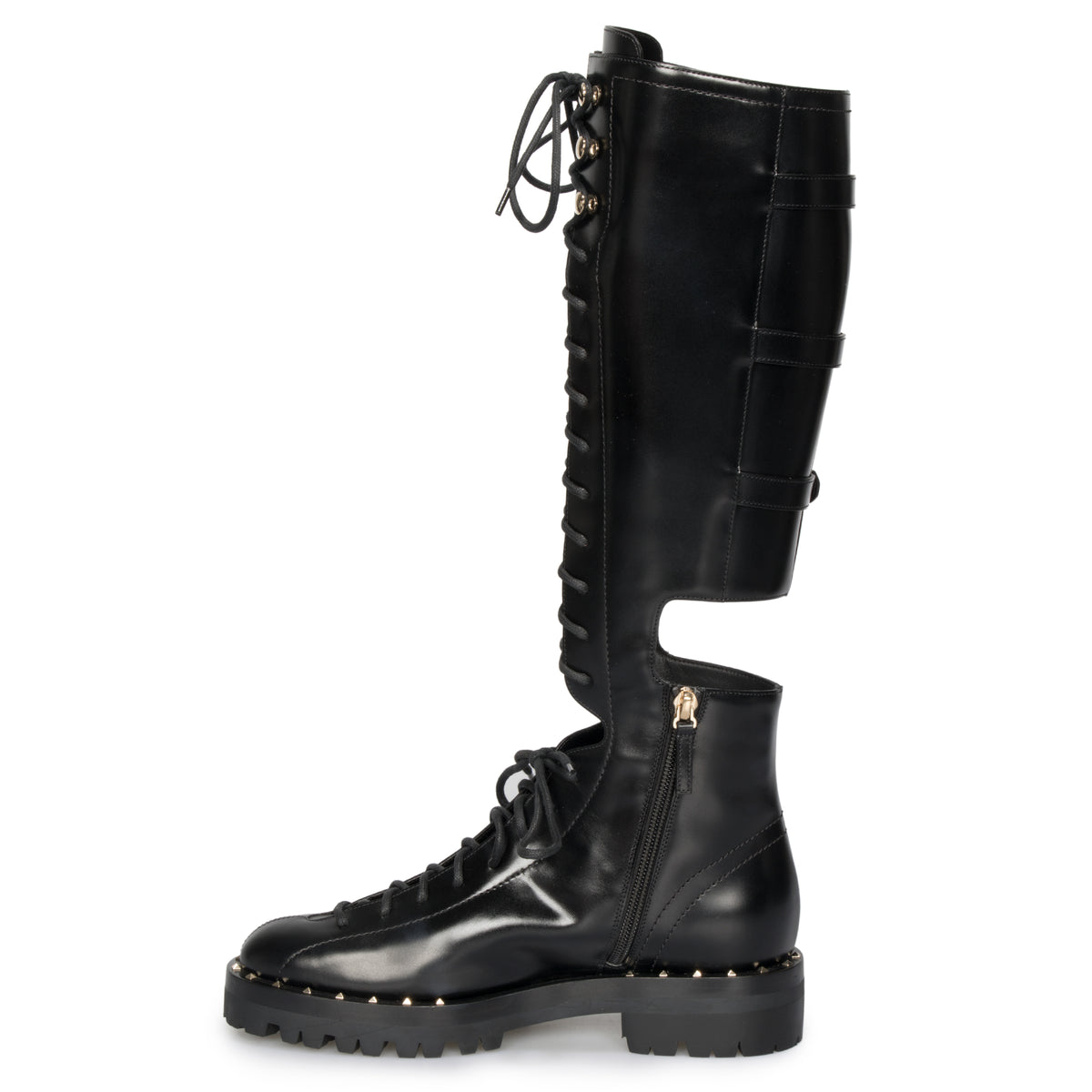 Valentino Rockstud Knee-High Cutout Boots in Black – Foxy Luxury