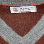 Brunello Cucinelli Classic V-Neck Cashmere Sweater in Burgundy
