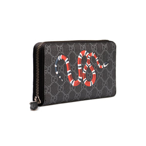 Gucci Kingsnake print GG Supreme Grey zip around wallet