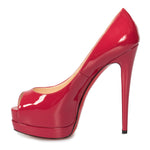 Christian Louboutin Palais Royal Red Bisou Patent Leather 120mm Platform Pump