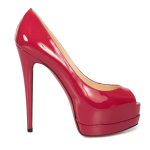 Christian Louboutin Palais Royal Red Bisou Patent Leather 120mm Platform Pump