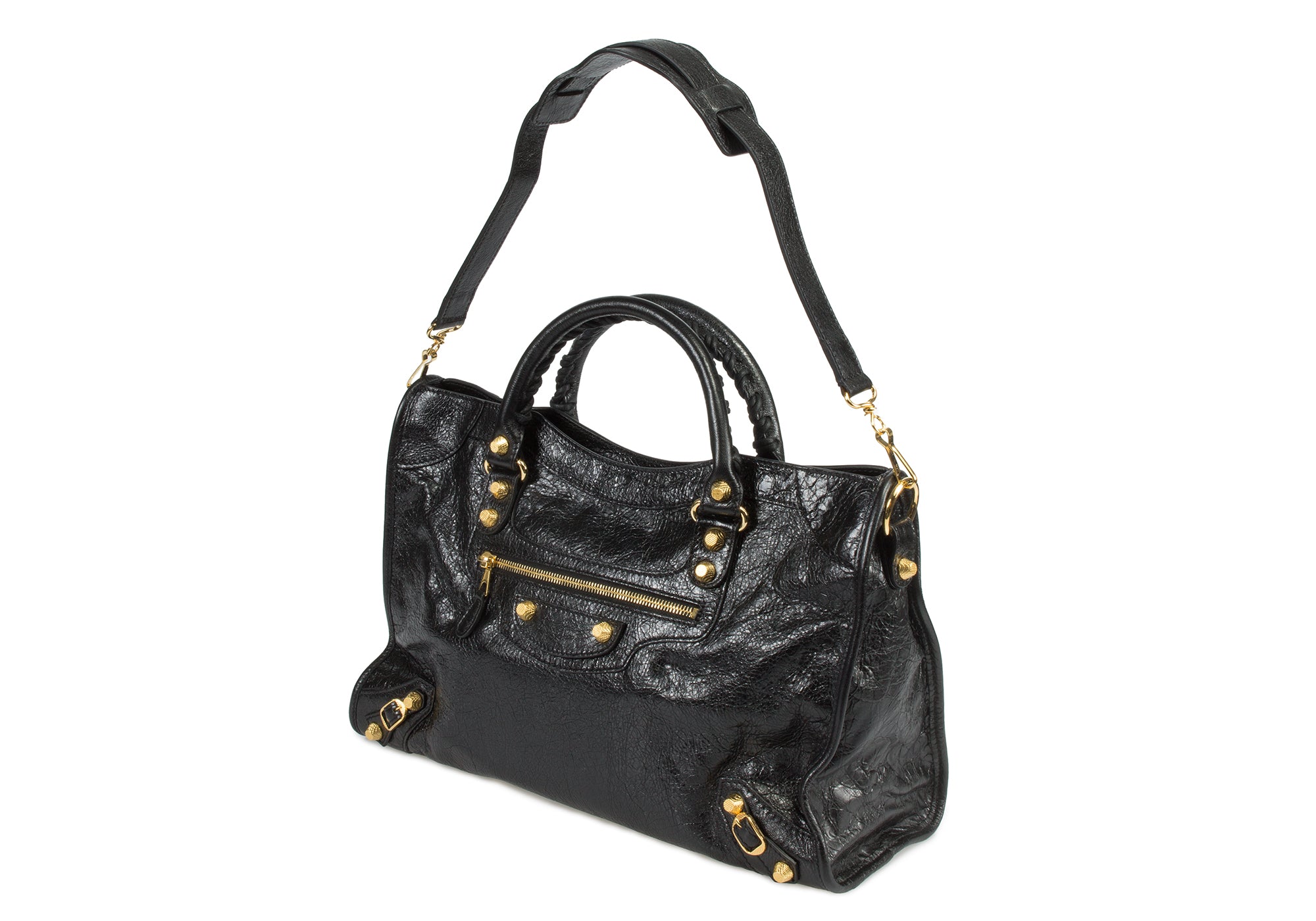 Balenciaga Giant 12 Gold City Bag | Black Lambskin Leather | Medium