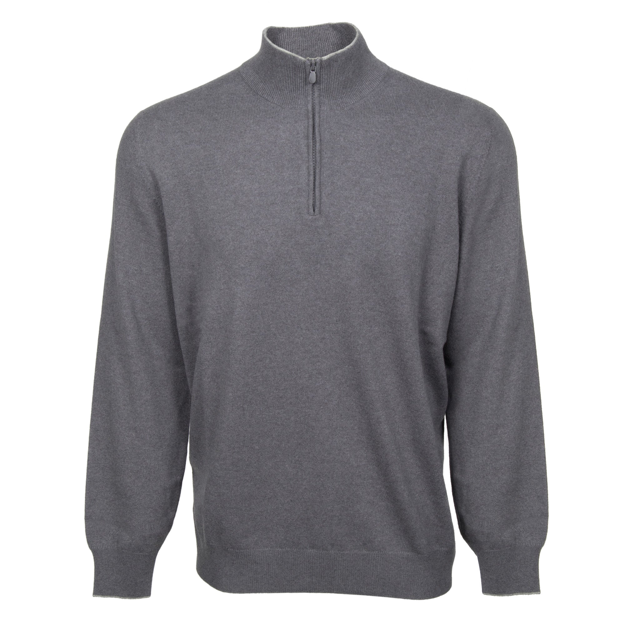 Brunello Cucinelli Lupetto Zip Cashmere Sweater in Gray