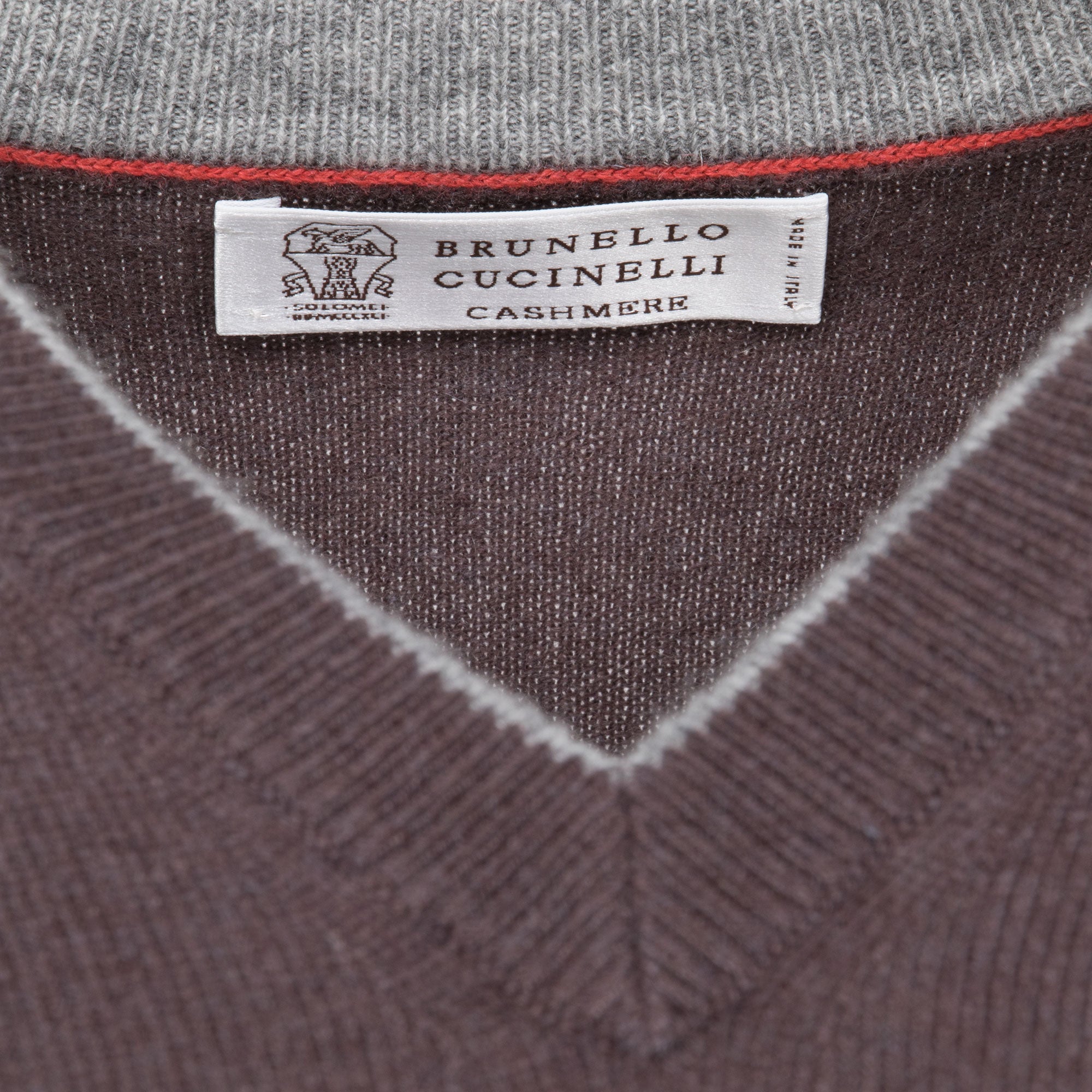 Brunello Cucinelli Classic V-Neck Cashmere Sweater in Brown