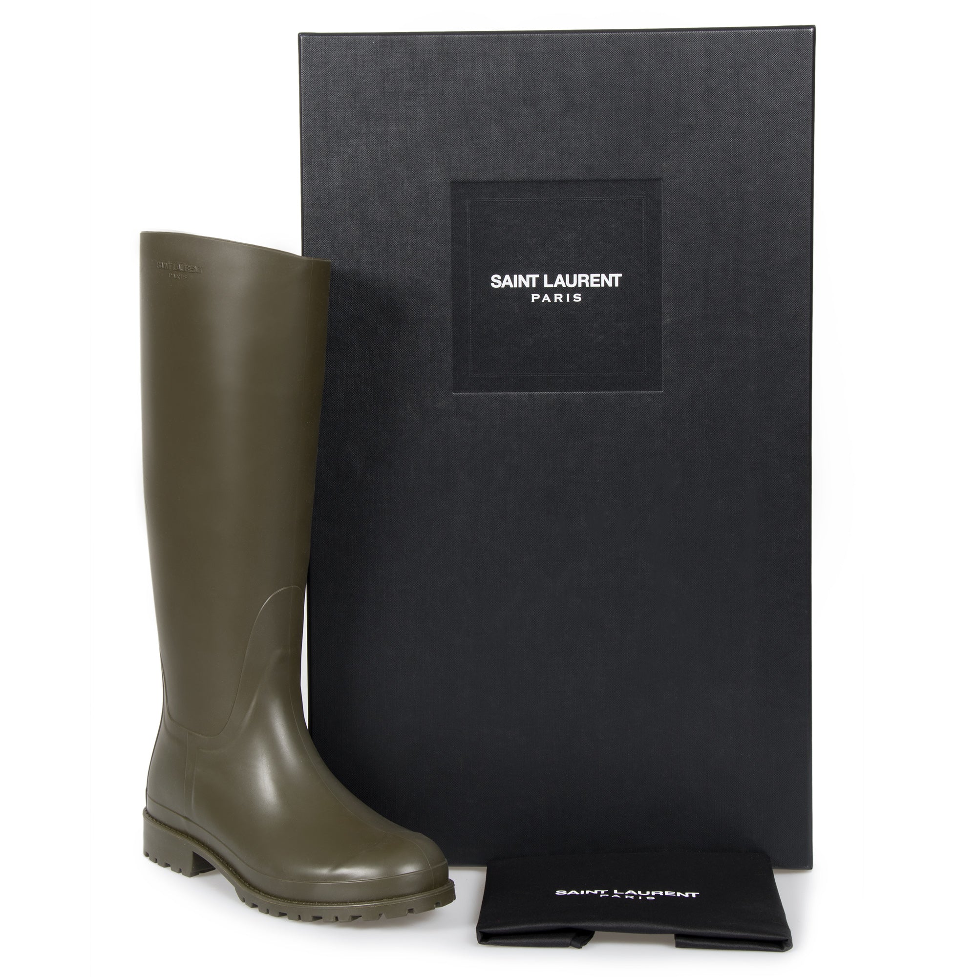 Saint Laurent Olive Green Rain Boots