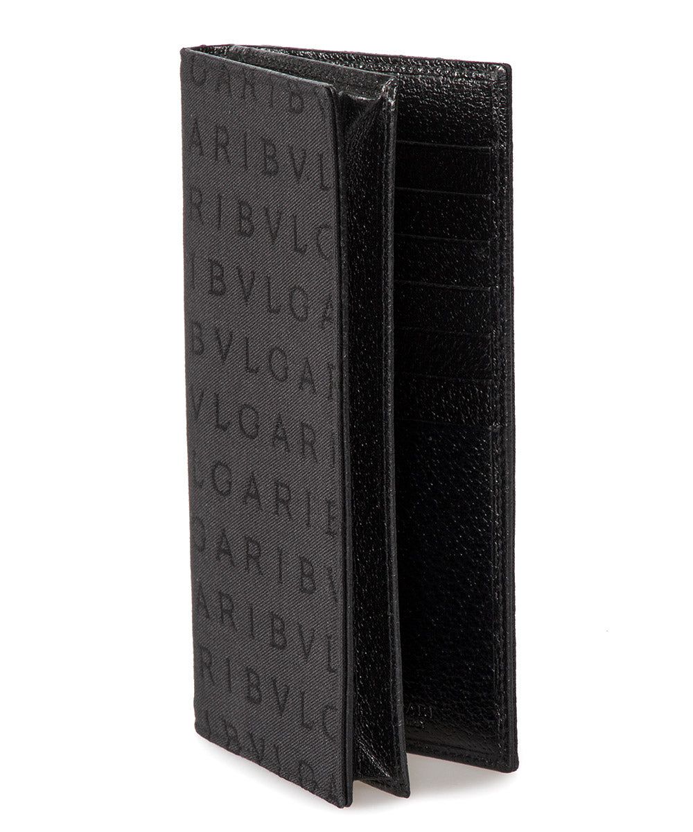 Bvlgari Black Fabric Flap Wallet