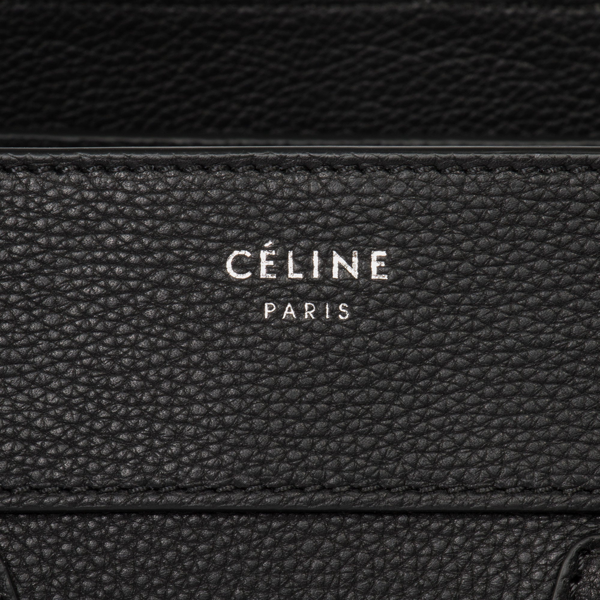 Celine Micro Luggage Tote Bag | Black Drummed Calfskin with Silver Hardware