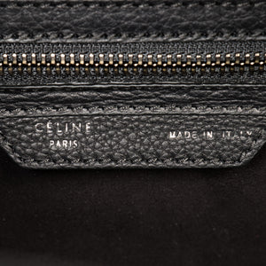 Celine Micro Luggage Tote Bag | Black Drummed Calfskin with Silver Hardware