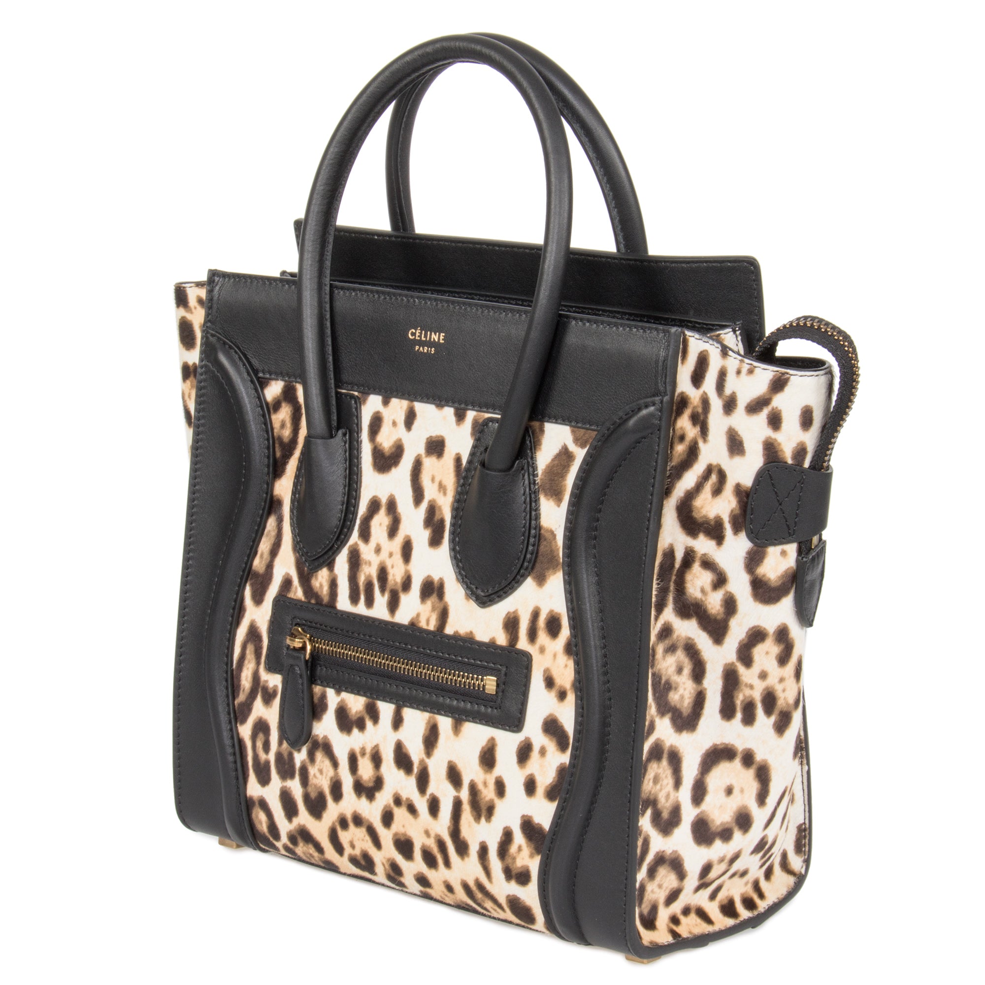 Celine Micro Luggage Tote Bag | Leopard and Black Print