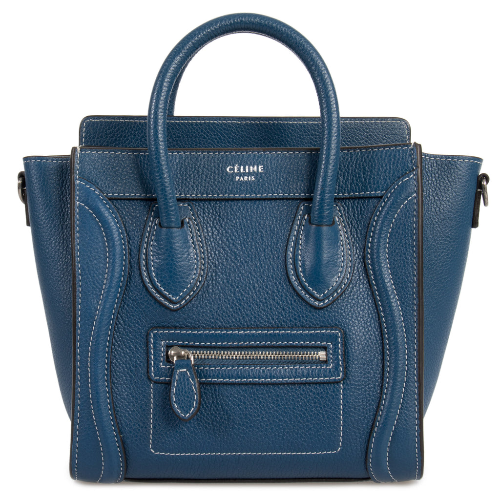 Céline Nano Luggage Navy Calfskin Leather Bag