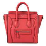 Céline Nano Luggage Red Baby Grained Calfskin Leather Nano Luggage Shoulder Bag