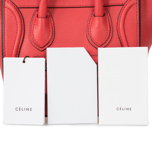 Celine Nano Luggage Red Baby Grained Calfskin Leather Nano Luggage Shoulder Bag