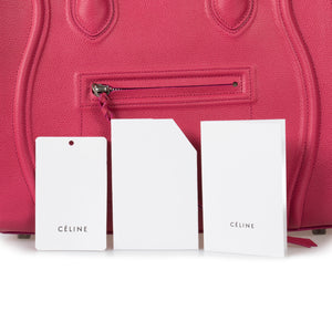 Celine Medium Luggage Phantom Bag In Fuchsia Baby Grained Calfskin Leather