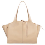 Celine Tri-Fold Shoulder Bag | Beige Grained Calfskin Leather
