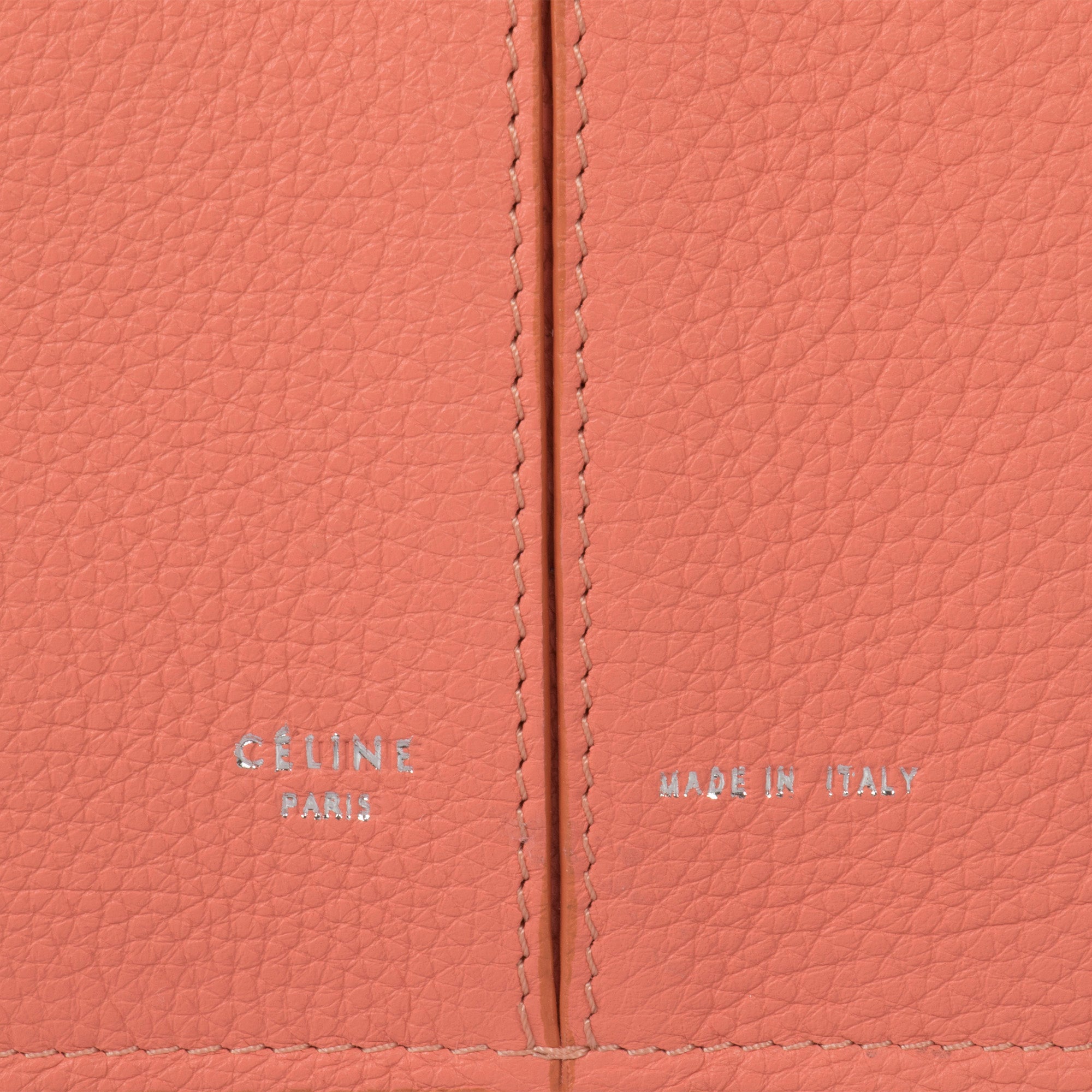 Celine Tri-Fold Shoulder Bag | Peach Grained Calfskin Leather