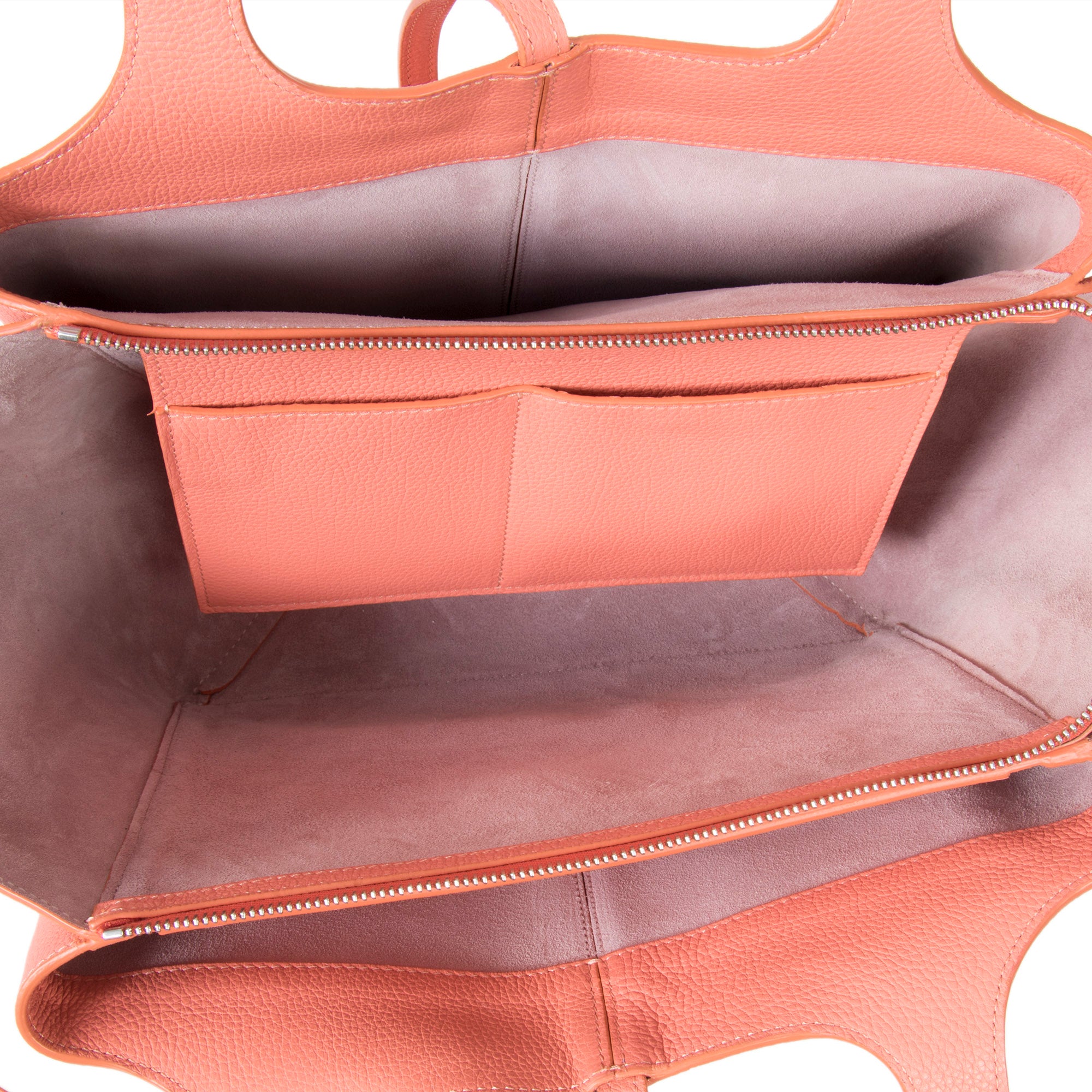 Celine Tri-Fold Shoulder Bag | Peach Grained Calfskin Leather