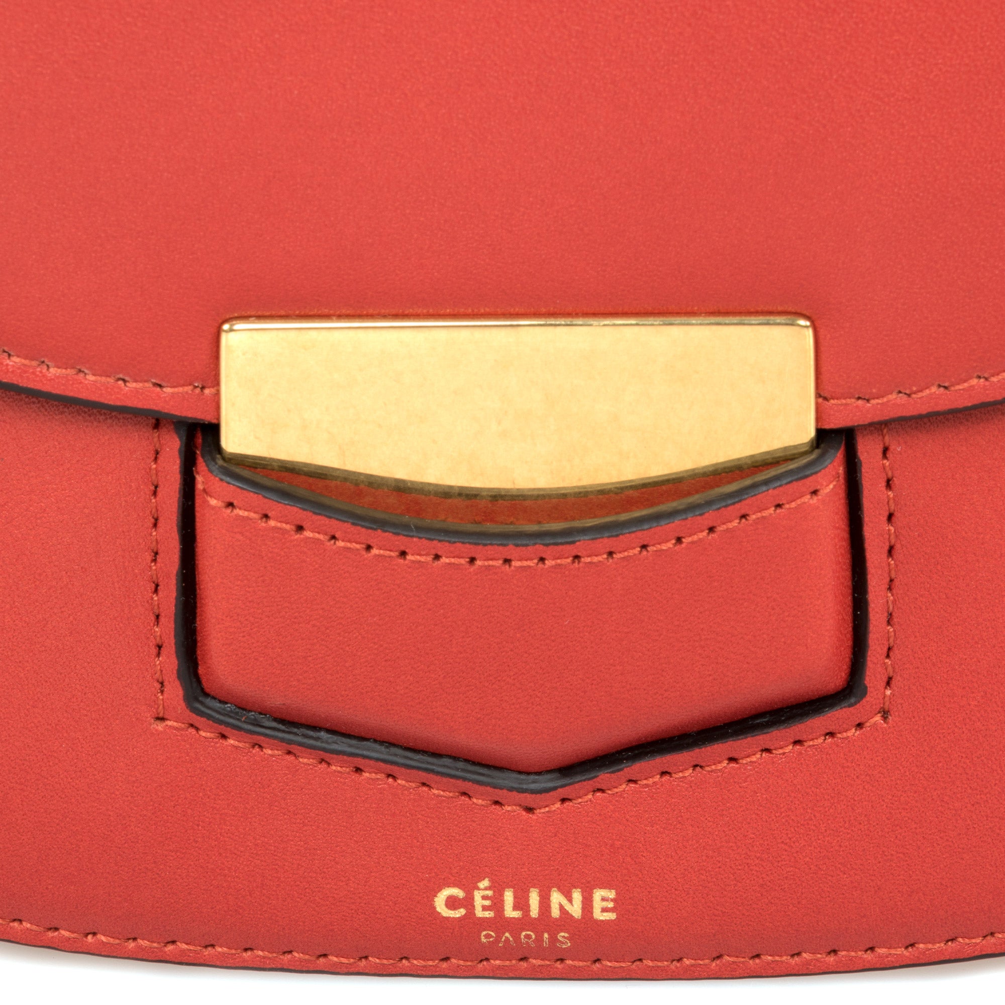 Celine Trotteur Small Red Calfskin Leather Crossbody Handbag