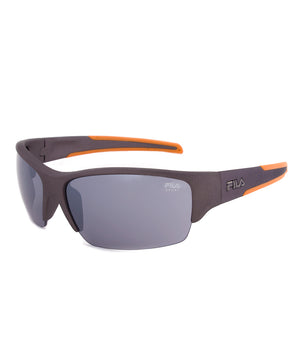 Fila F1048C 800 Rectangular Wrap Sunglasses | Grey and Orange Frame | Grey Lens