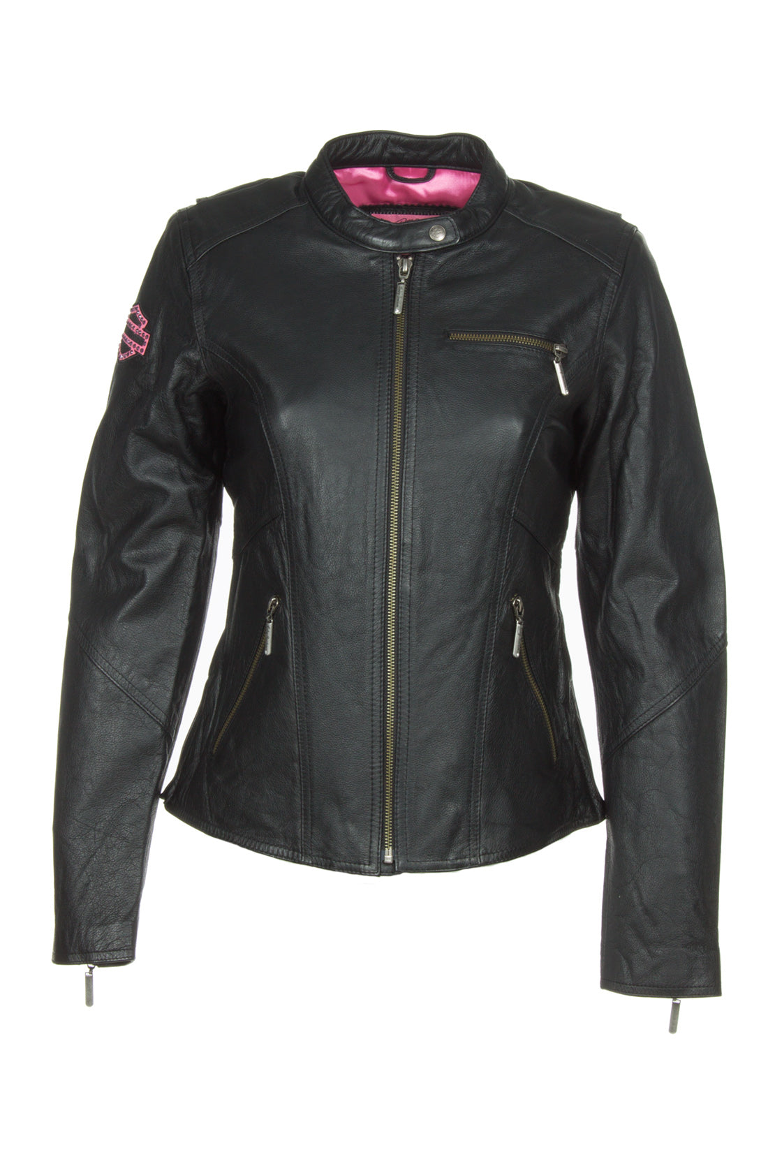 Harley-Davidson 98022-12VW Women's Jacket Pink Label Embellished Black Leather