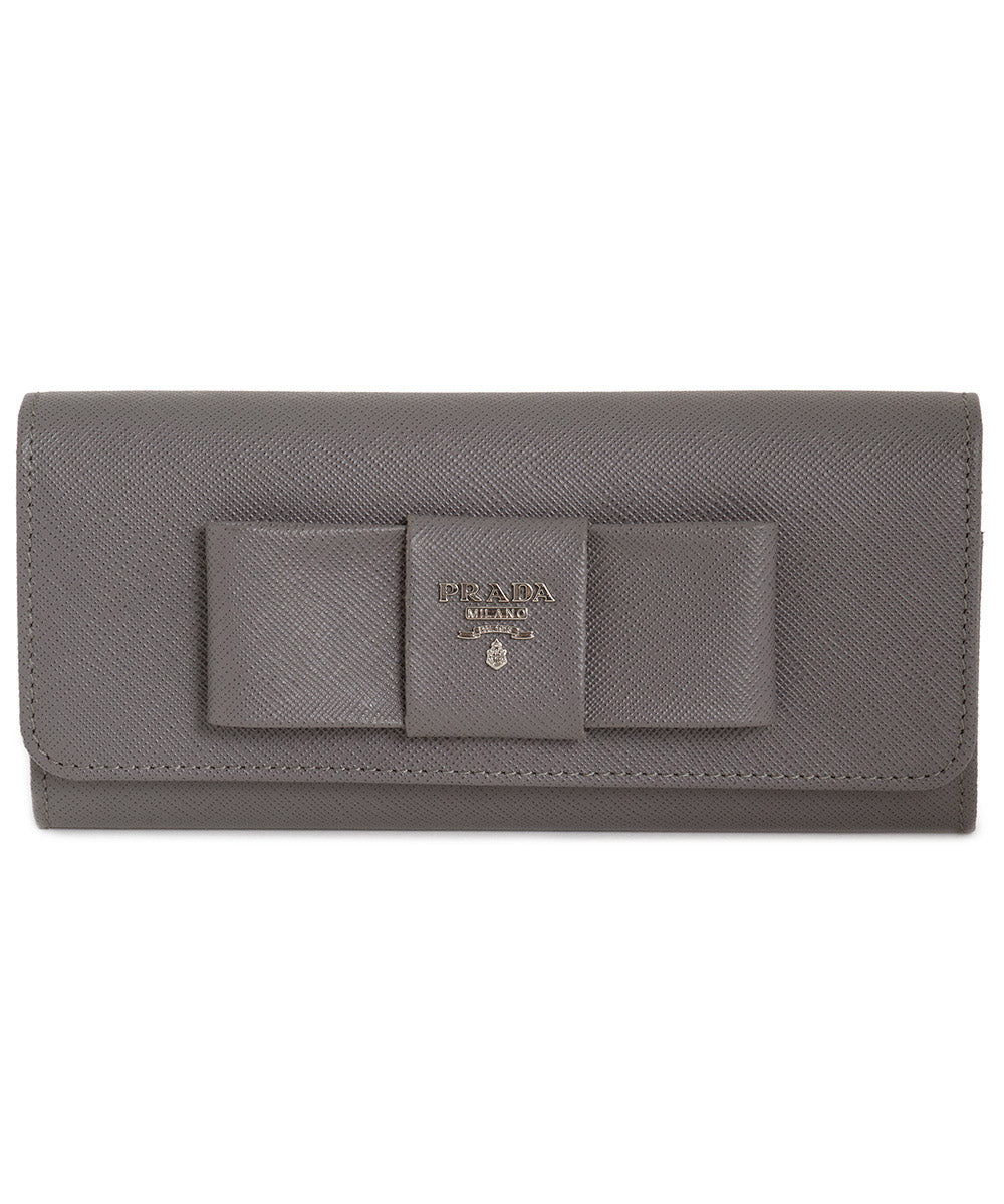 Prada Marble Saffiano Leather Flap Wallet With Bow Detail 1MH132 ZTM F0K44