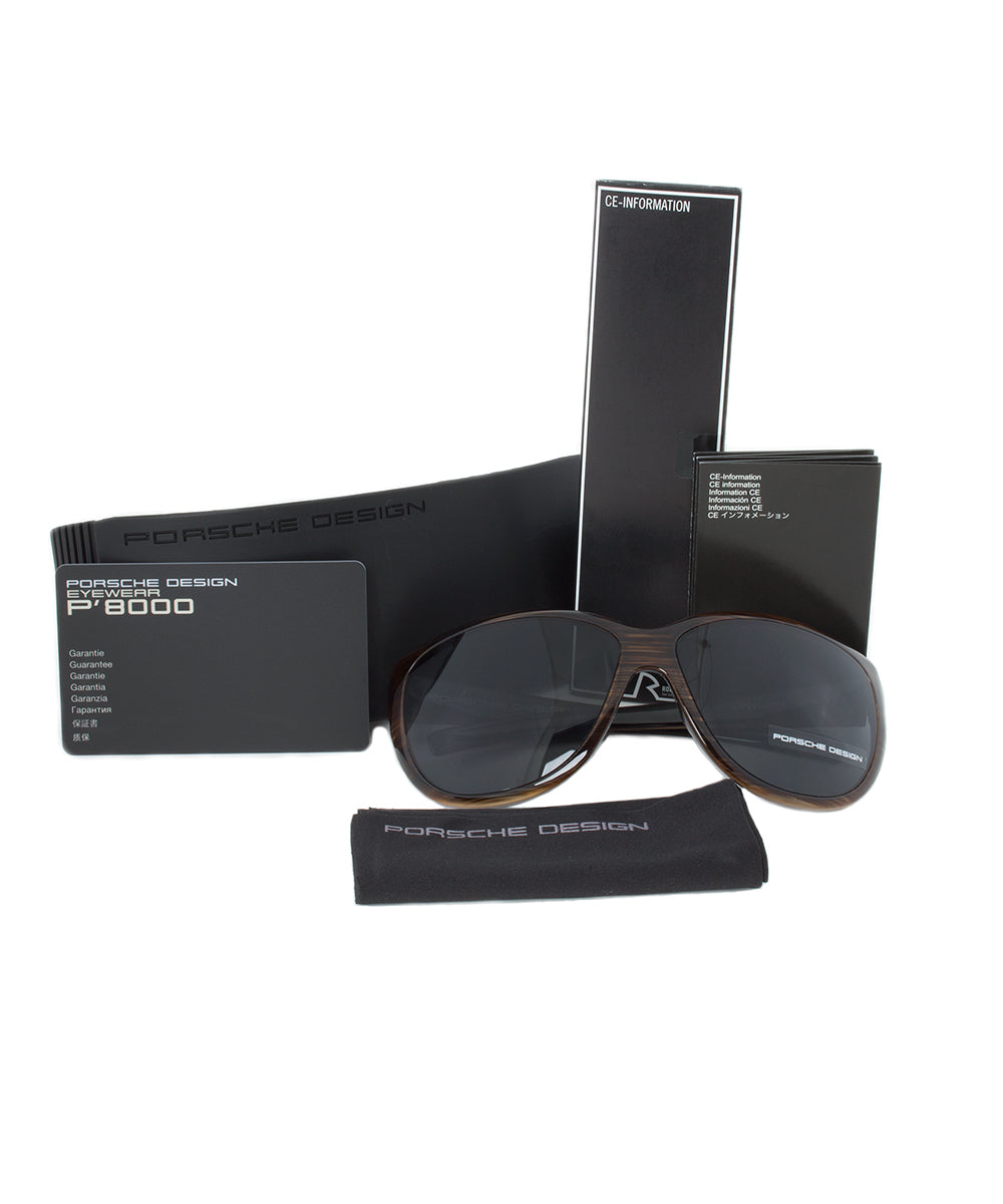 Porsche Design P8524 C Sunglasses | Striped Brown Frame | grey Lens