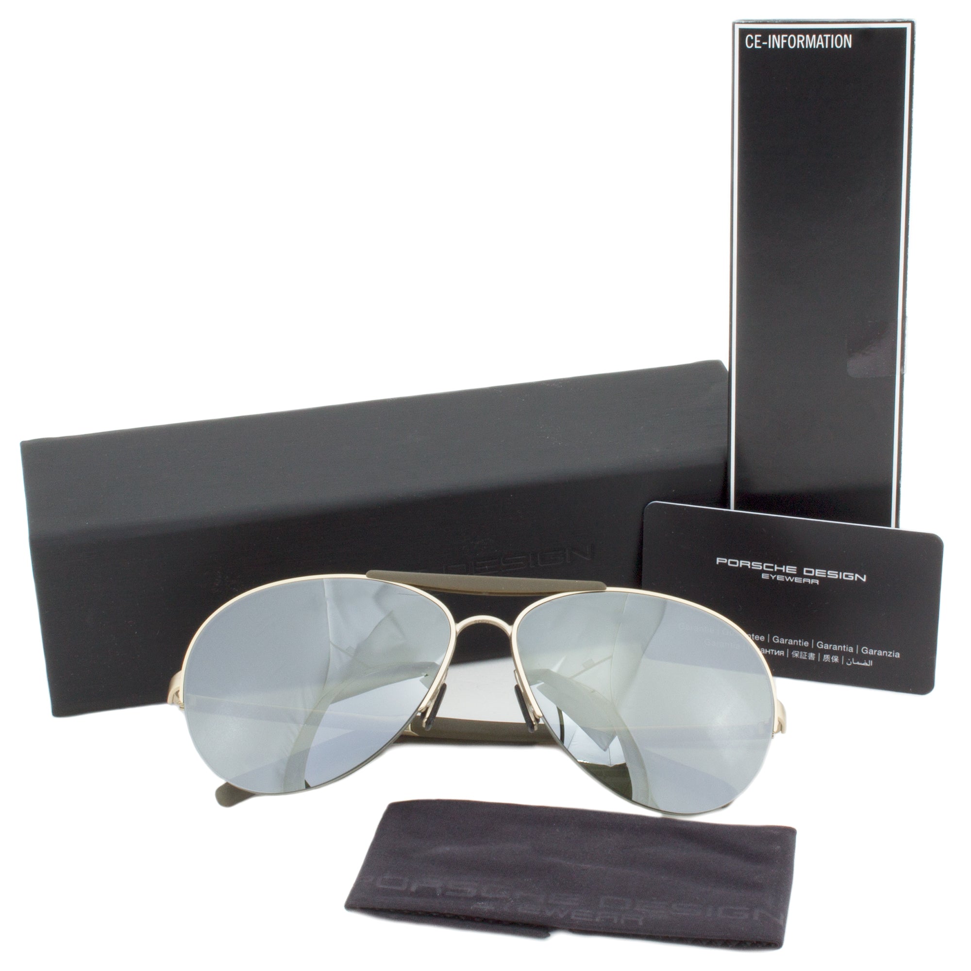 Porsche Design P8540 C Aviator Sunglasses | Light Gold Frame | Olive Silver Mirror Lens
