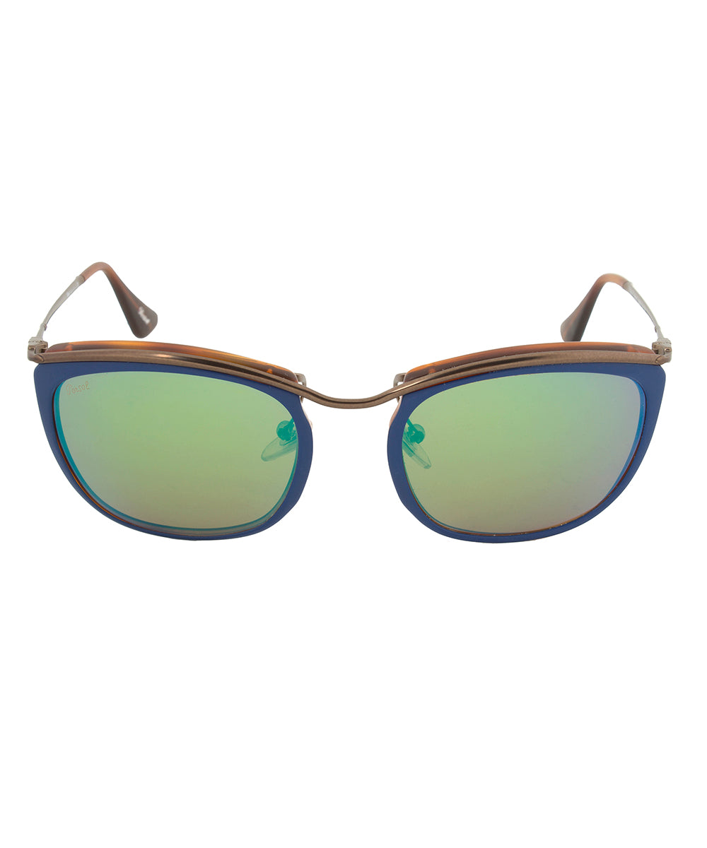 Persol PO3081S 1009/07 Sunglasses | Blue and Matte Havana Frame | Brown Mirror Gold Lens