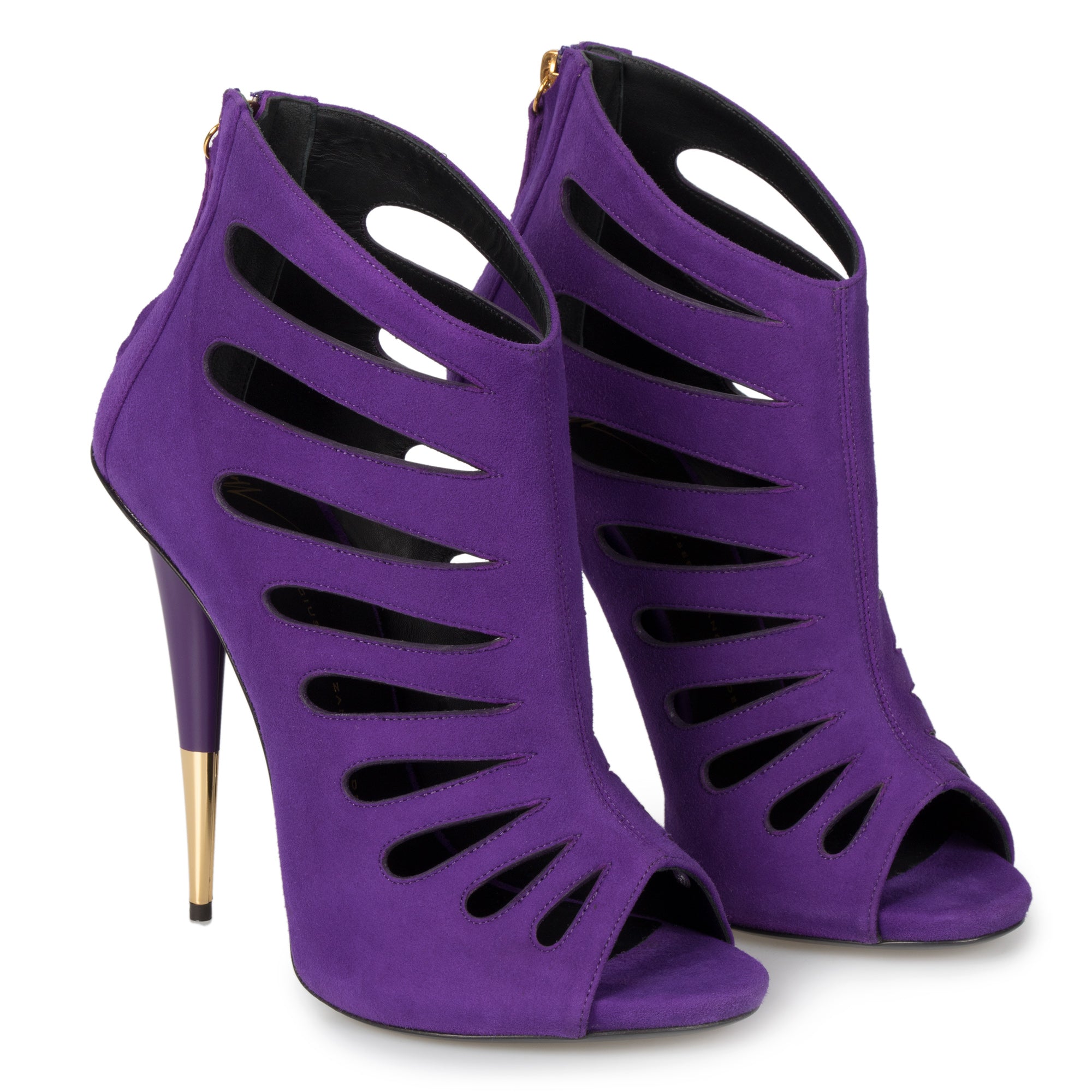 Giuseppe Zanotti Alien Violet Cutout Suede 127mm Ankle Boots