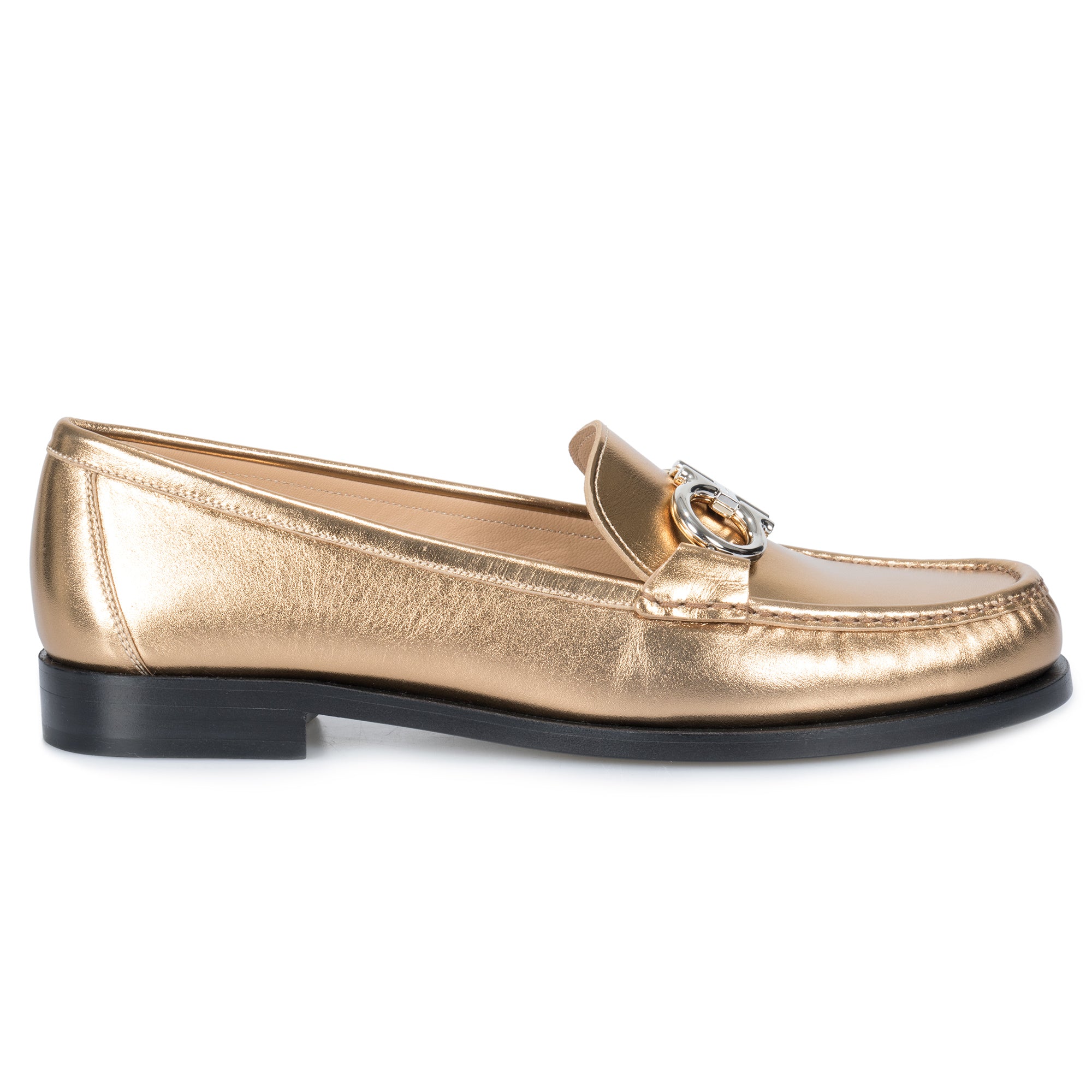 Salvatore Ferragamo Gancini Gold Loafers