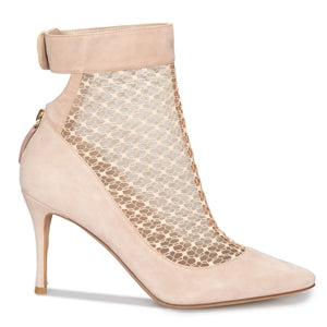 Valentino Lace Ankle Booties in Powder Suede