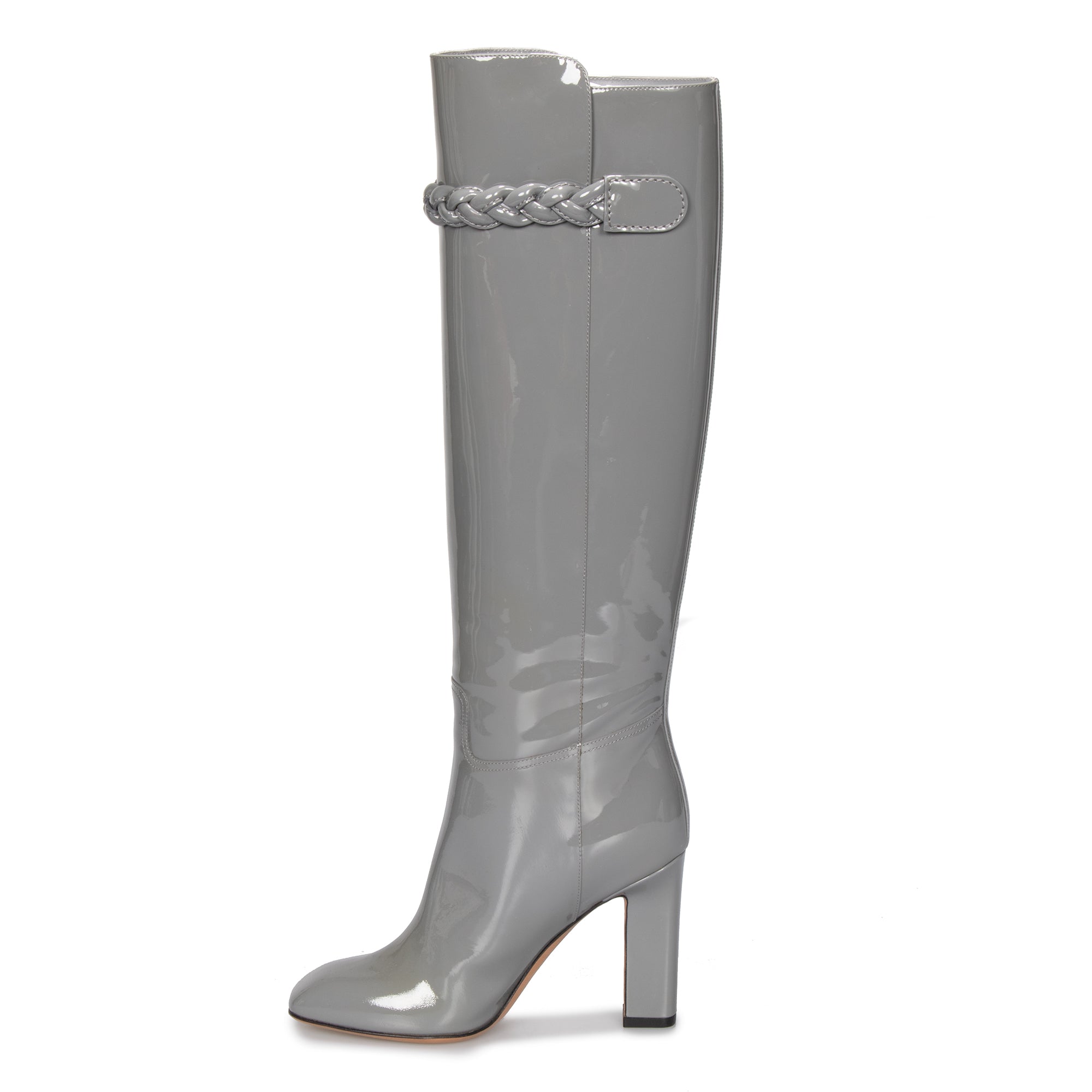 Valentino Knee High Patent Leather Boots in Gray