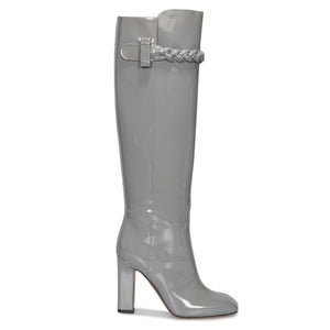 Valentino Knee High Patent Leather Boots in Gray