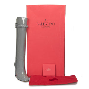 Valentino Knee High Patent Leather Boots in Gray