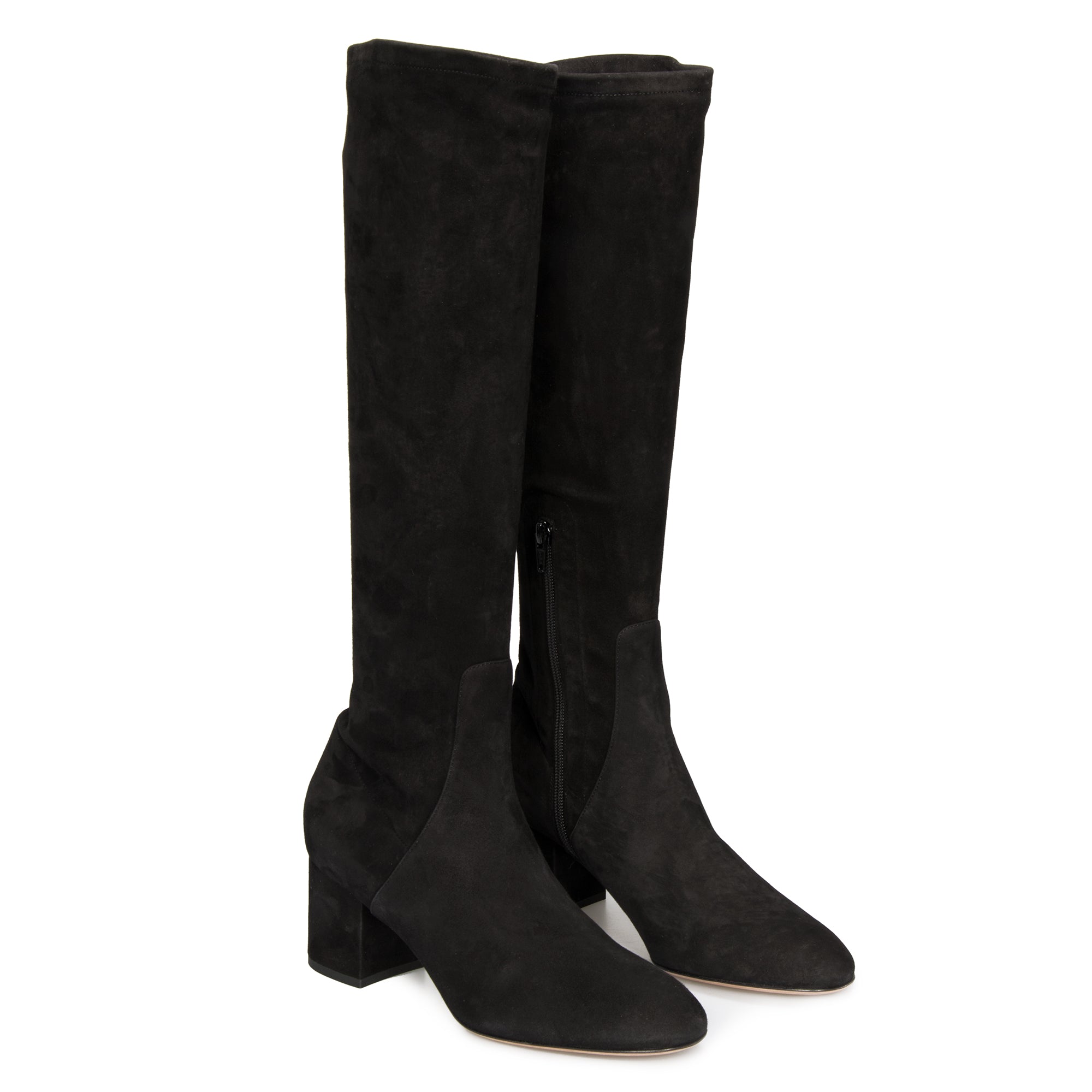 Valentino Knee-High Suede Boots in Black