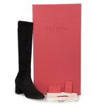 Valentino Knee-High Suede Boots in Black