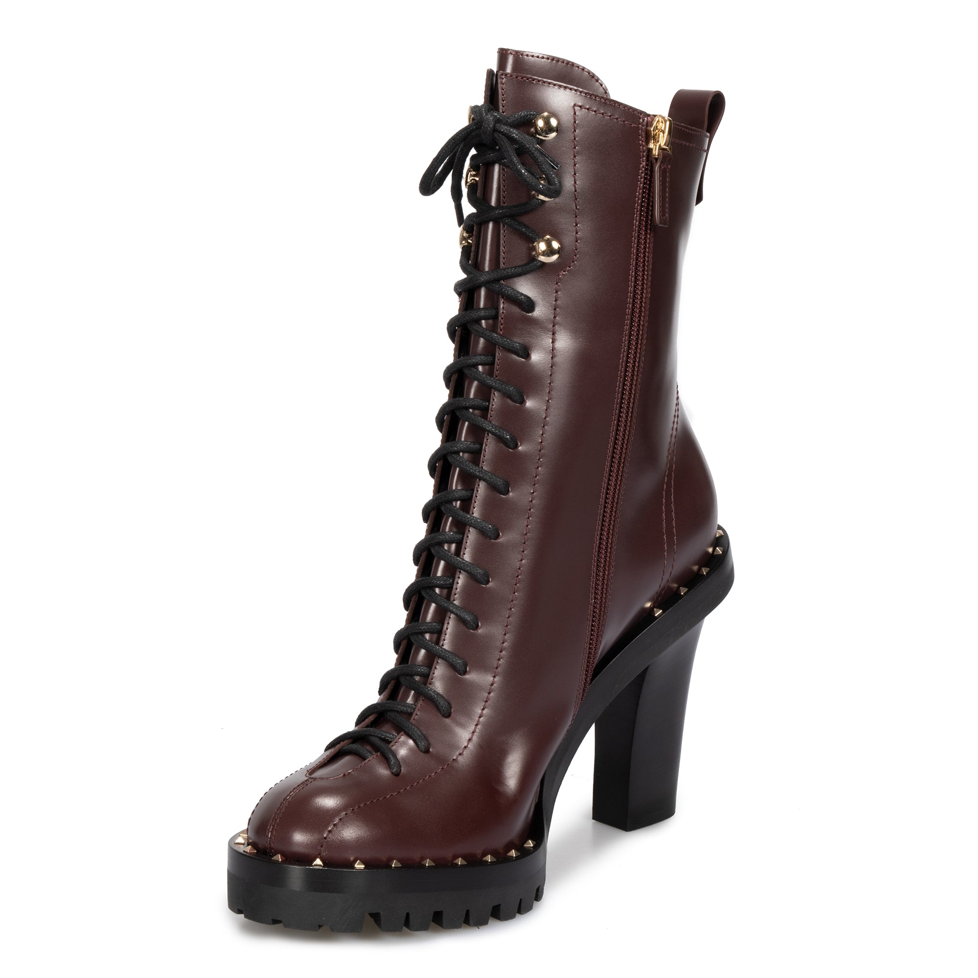 Valentino Soul Rockstud Boots in Burgundy
