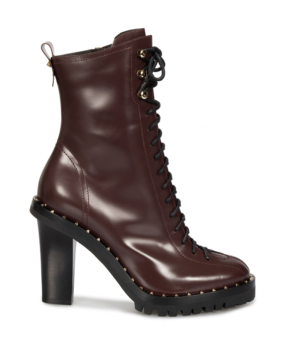 Valentino Soul Rockstud Boots in Burgundy