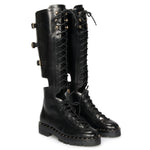 Valentino Rockstud Knee-High Cutout Boots in Black