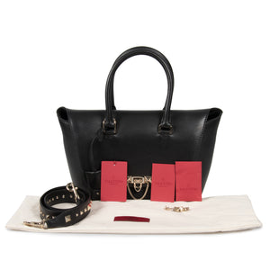 Valentino Small Demilune Double Handle Bag in Black