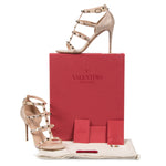 Valentino Metallic Pink Rockstud Sandals with Crystals