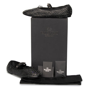 Valentino Rockstud Ballerina Flat Shoes in Black