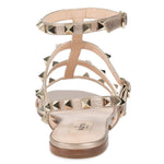 Valentino Rockstud Caged Flat Sandals in Metallic Elk-Print