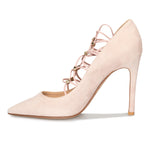Valentino Lace Ankle Pumps in Powder Suede