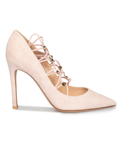 Valentino Lace Ankle Pumps in Powder Suede