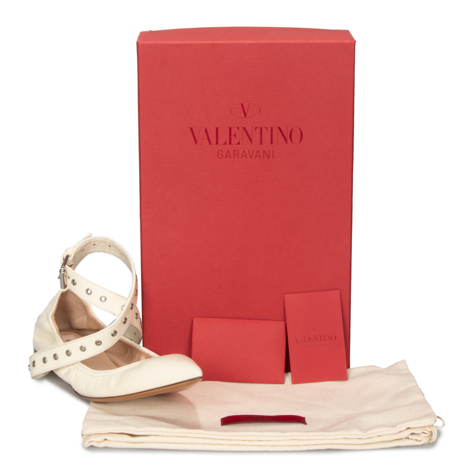 Valentino Love Latch Ballerina Flats in Off White