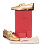 Valentino Macro Stud Loafers in Gold