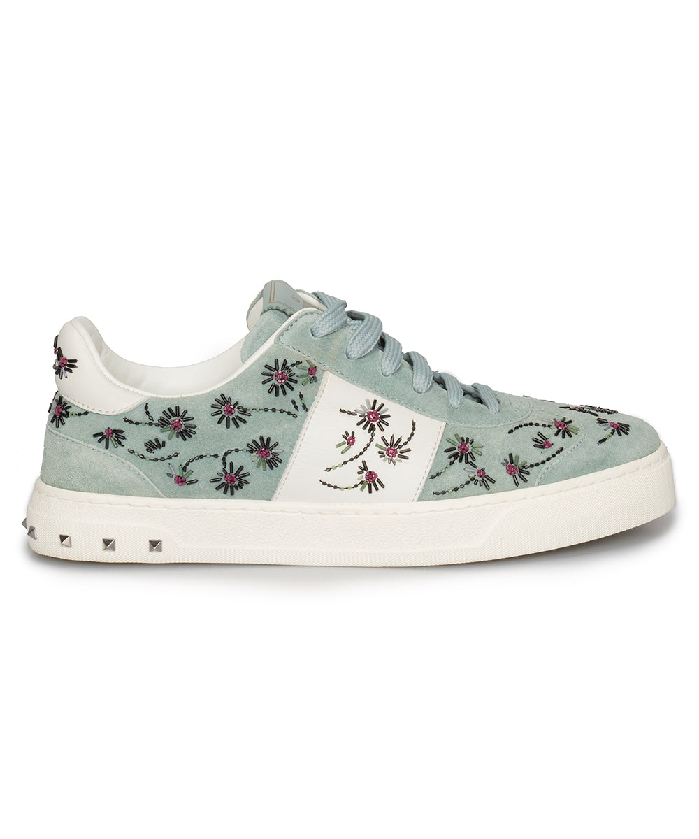 Valentino Flycrew Embroidered Sneaker in Blue