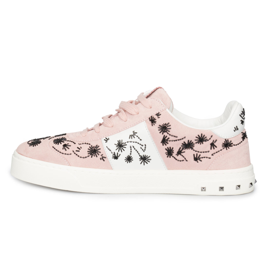 Valentino Flycrew Embroidered Sneaker in Pink
